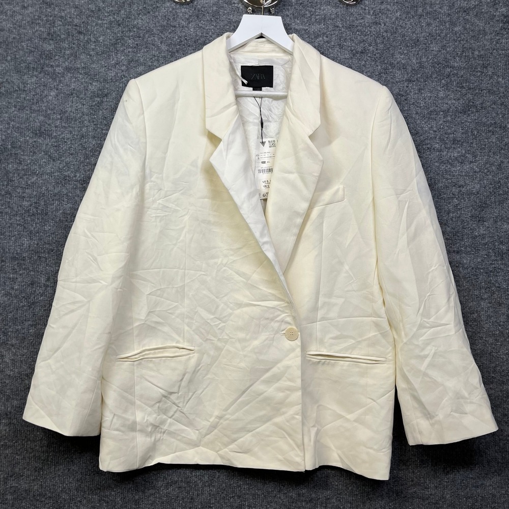 Zara Blazer Women XS-S Cream New With Imperfections Oversized Single Button